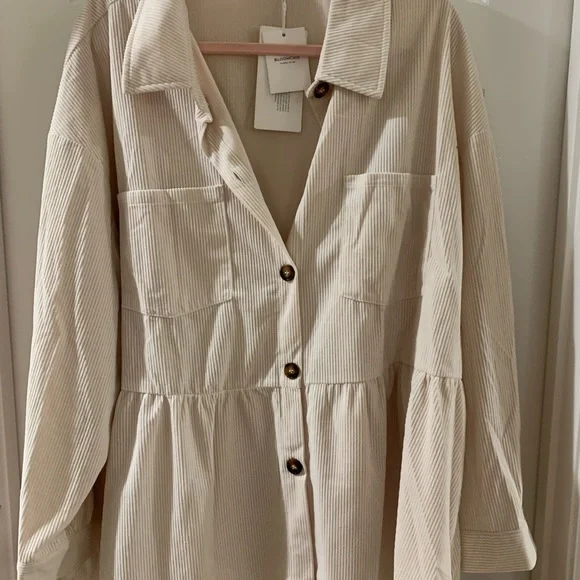 BloomChic Cream Utility Jacket with Peplum Waist - Picture 1 of 2